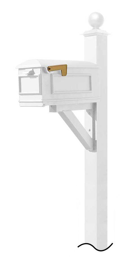 Westhaven System with Lewiston Mailbox (NO BASE) Large Ball Finial in (White)