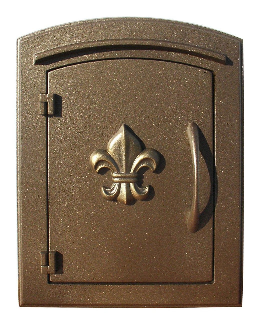 Manchester Column Mounted Mailbox, Fleur De Lis Door, Bronze