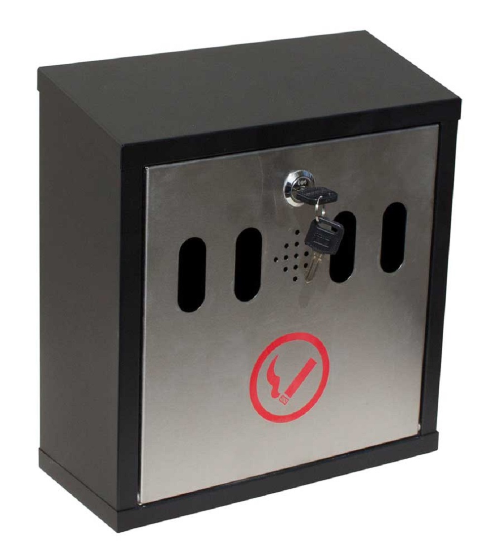 Hayward wall mount cigarette ash receptacle, black w/stainless
