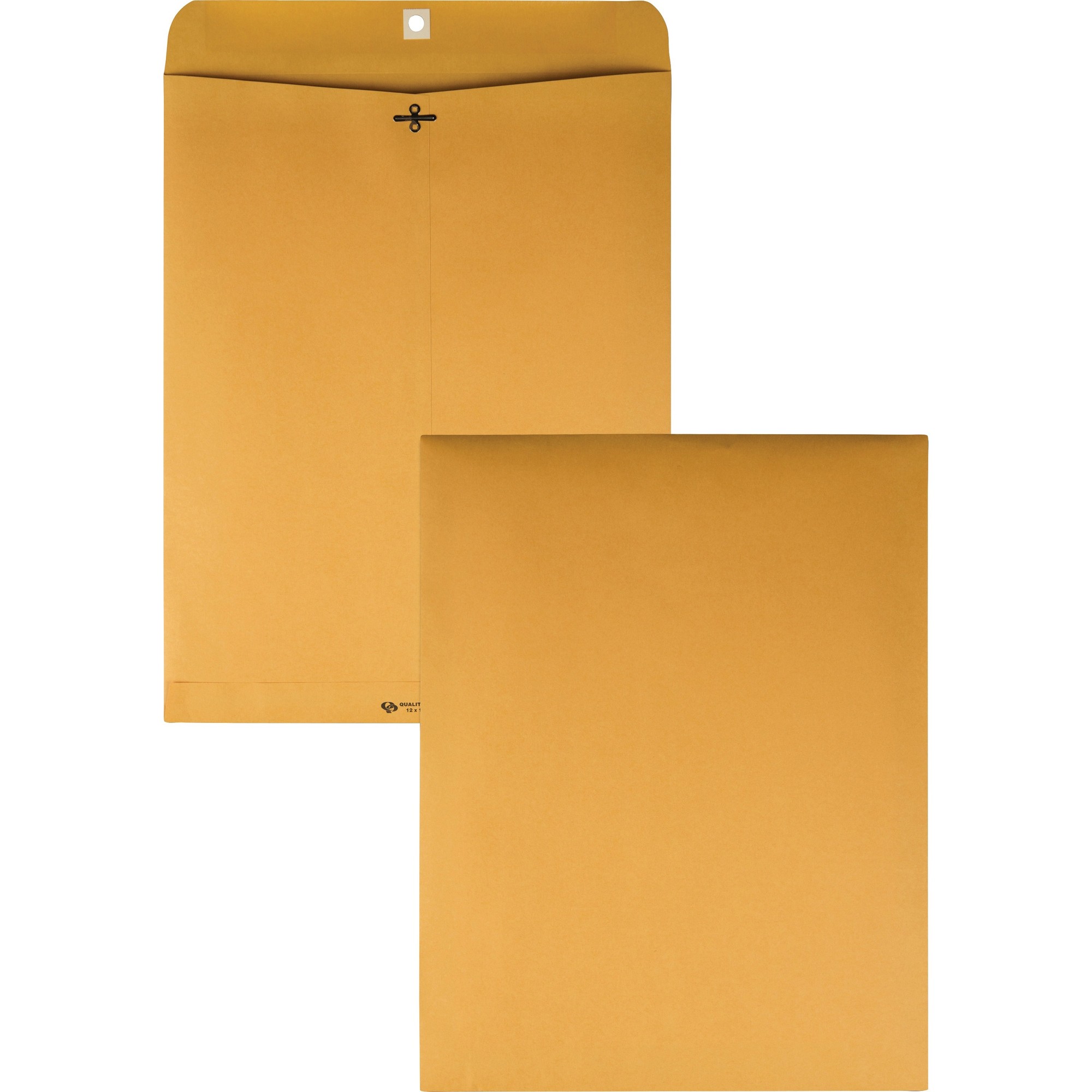 Quality Park Gummed Kraft Clasp Envelopes - Clasp - #110 - 12" Width x 15 1/2" Length - 28 lb - Gummed - Kraft - 100 / Box - Kra