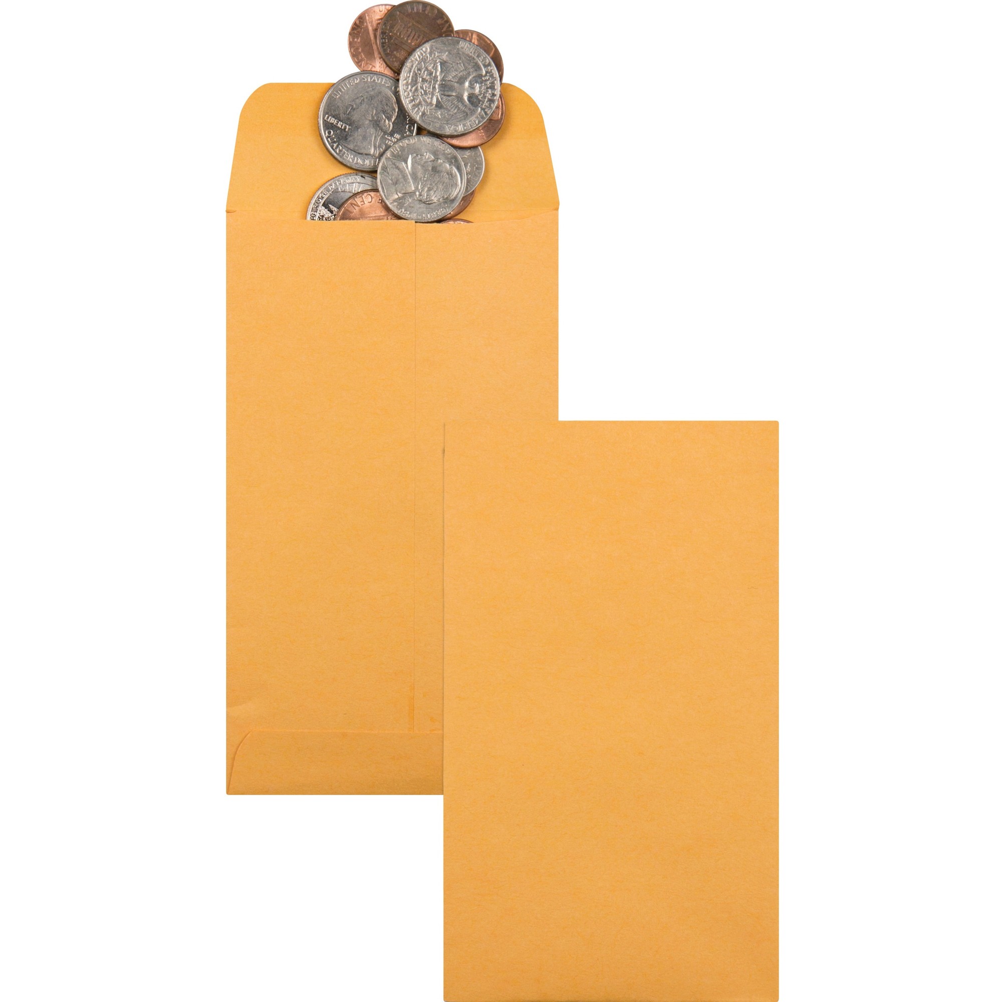 Quality Park Kraft Coin Envelopes - Coin - #5-1/2 - 5 1/2" Width x 3 1/8" Length - 28 lb - Gummed - Kraft - 500 / Box - Brown Kr