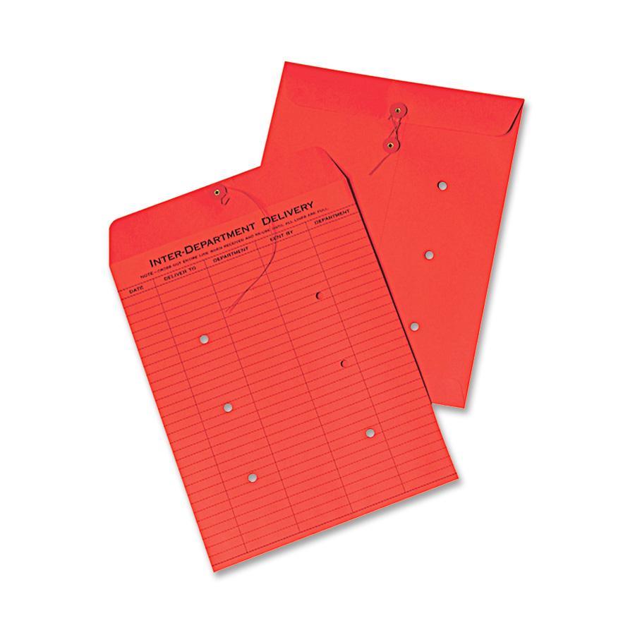 Quality Park Inter-Department Colored Envelopes - Inter-department - 10" Width x 13" Length - 28 lb - String/Button - 100 / Box 