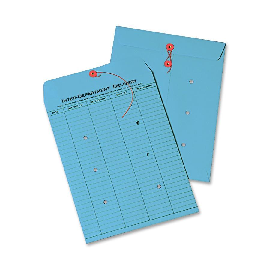 Quality Park Inter-Department Colored Envelopes - Inter-department - 10" Width x 13" Length - 28 lb - String/Button - 100 / Box 