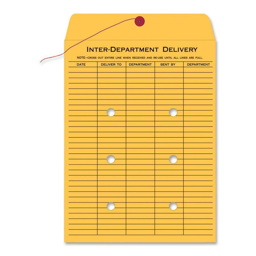 Quality Park Standard Inter-department Envelopes - Inter-department - 9" Width x 12" Length - 28 lb - String/Button - Kraft - 10