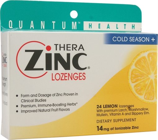 Quantum TheraZinc Cold Season Plus Lozenges Lemon 14 mg (1x24 Lozenges)