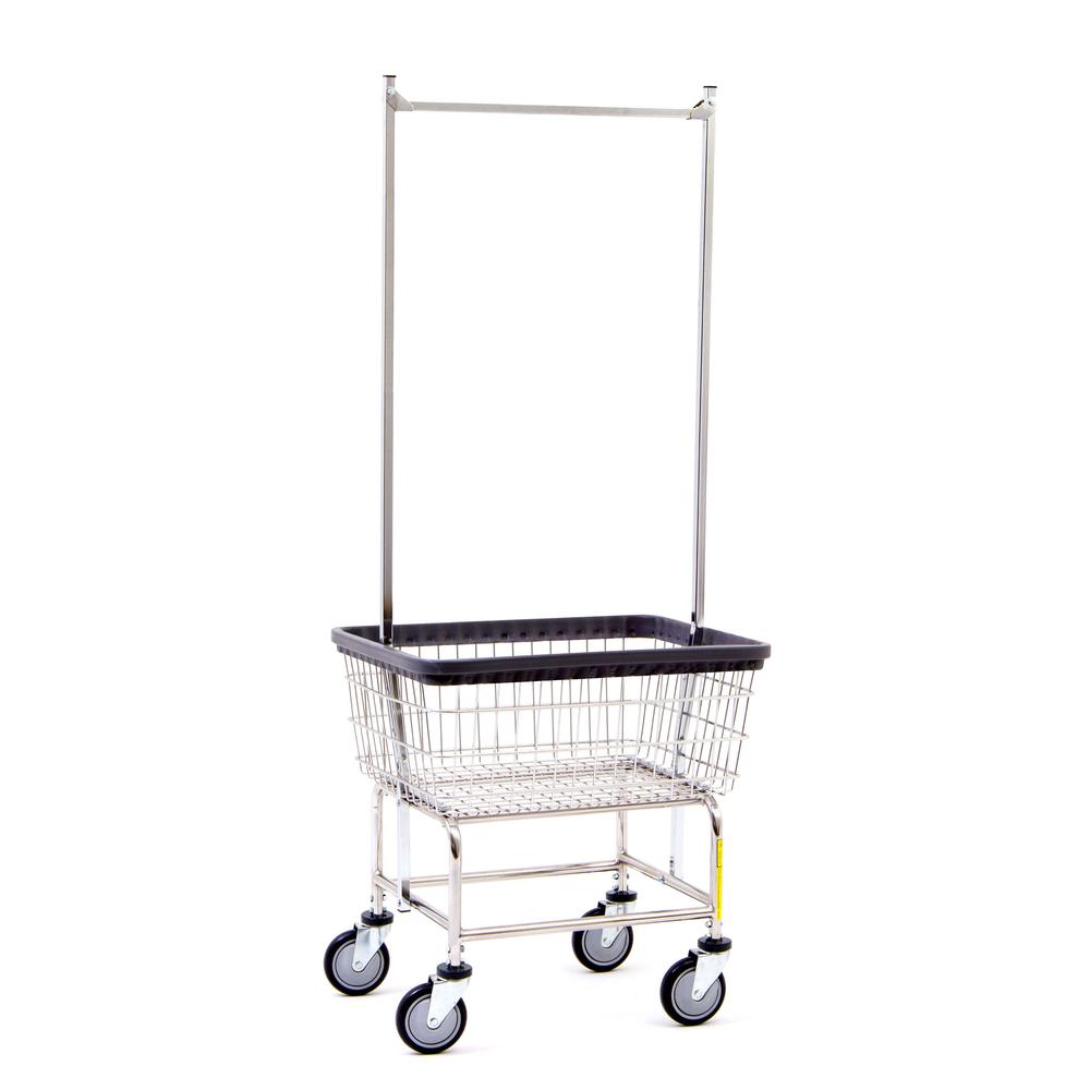 Chrome Standard Capacity Laundry Cart w/ Double Pole Rack