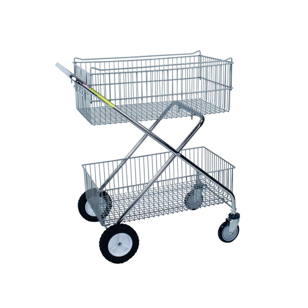 R&B Wire 500 Deluxe Double Basket Wire Utility Mail Cart
