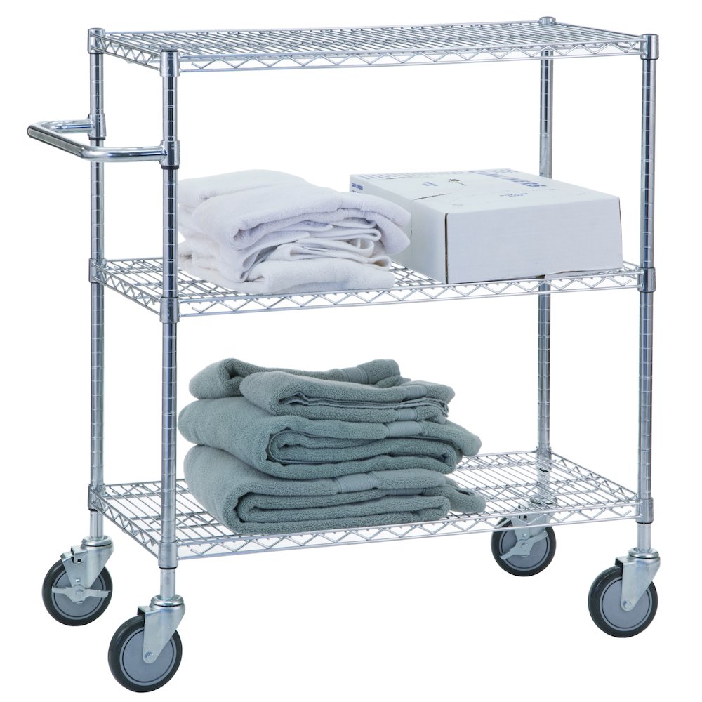 Triple Shelf Utility Cart 24x36x42, 3 Wire Shelves