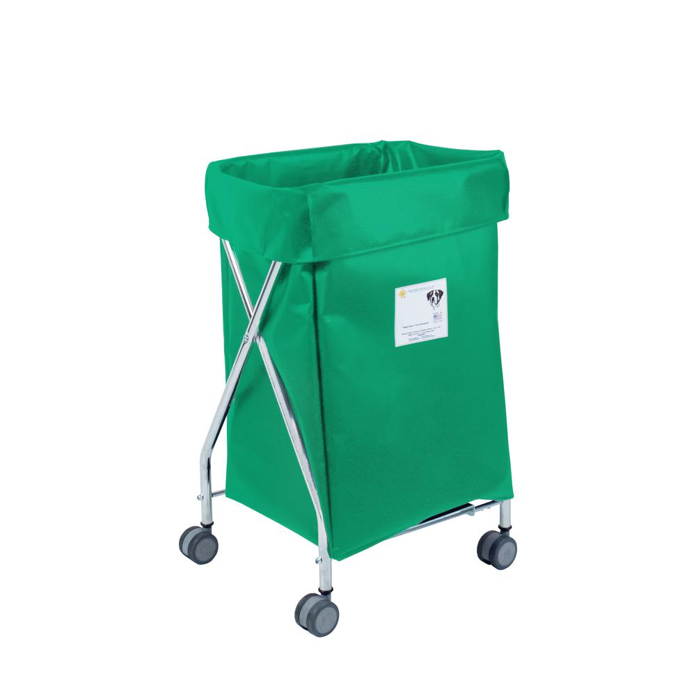 Narrow Collapsible Hamper with Forest Green Vinyl Bag, 5 Bushel Capacity