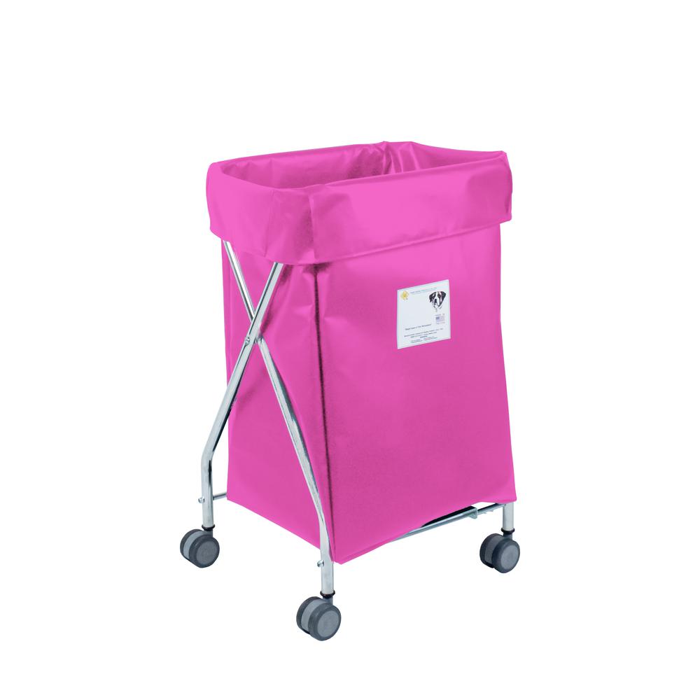Wide Collapsible Hamper with Pink Vinyl Bag, 6 Bushel Capacity