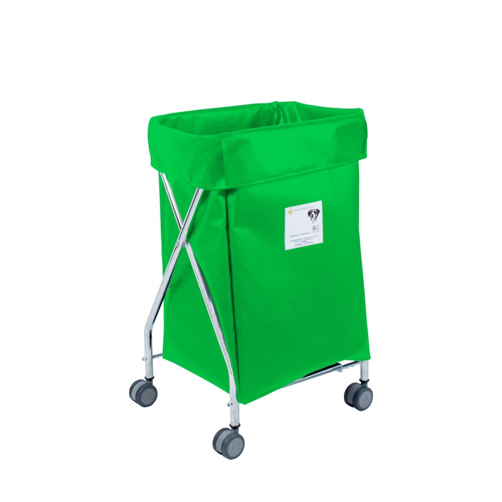 Wide Collapsible Hamper with Jelly Bean Green Vinyl Bag, 6 Bushel Capacity