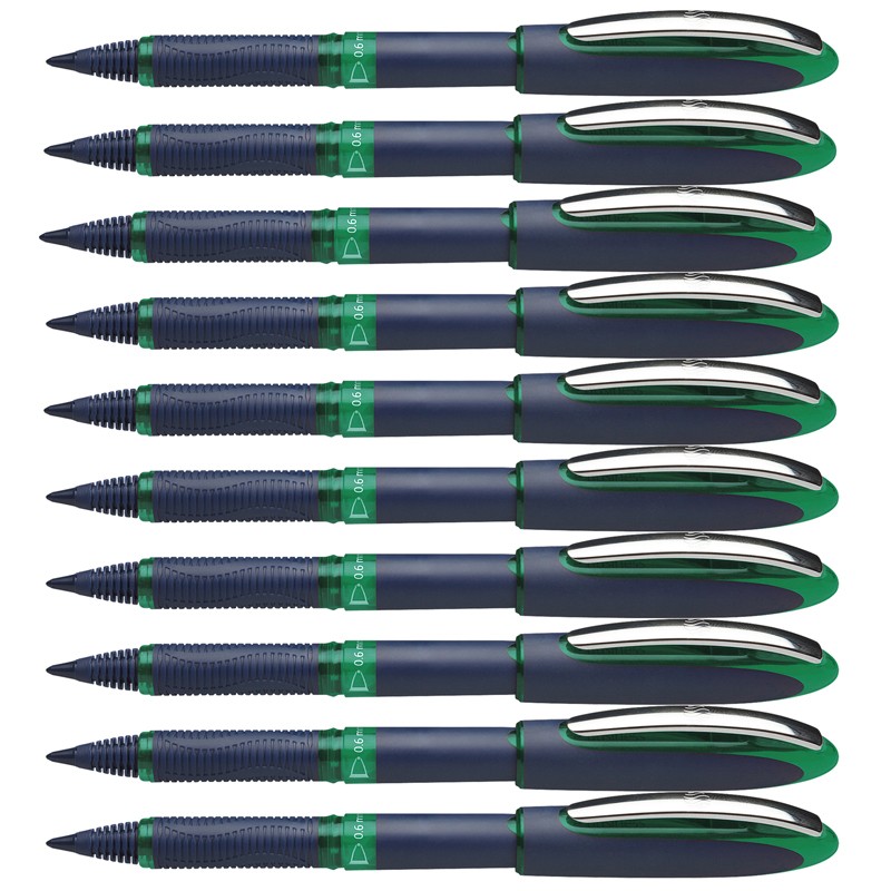One Business Rollerball Pens, 0.6mm, Green, Pack of 10
