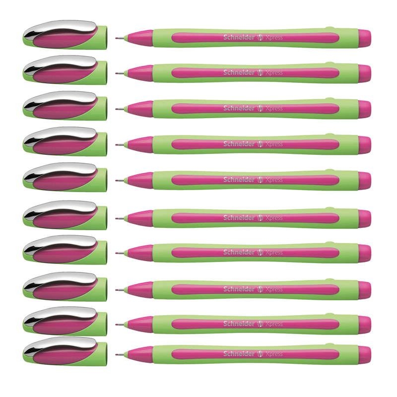Xpress Fineliner Pen, Fiber Tip, 0.8 mm, Pink, Pack of 10
