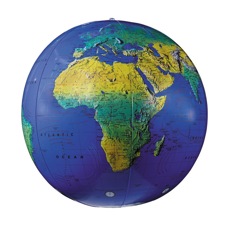 Inflatable Topographical Globe, 12"