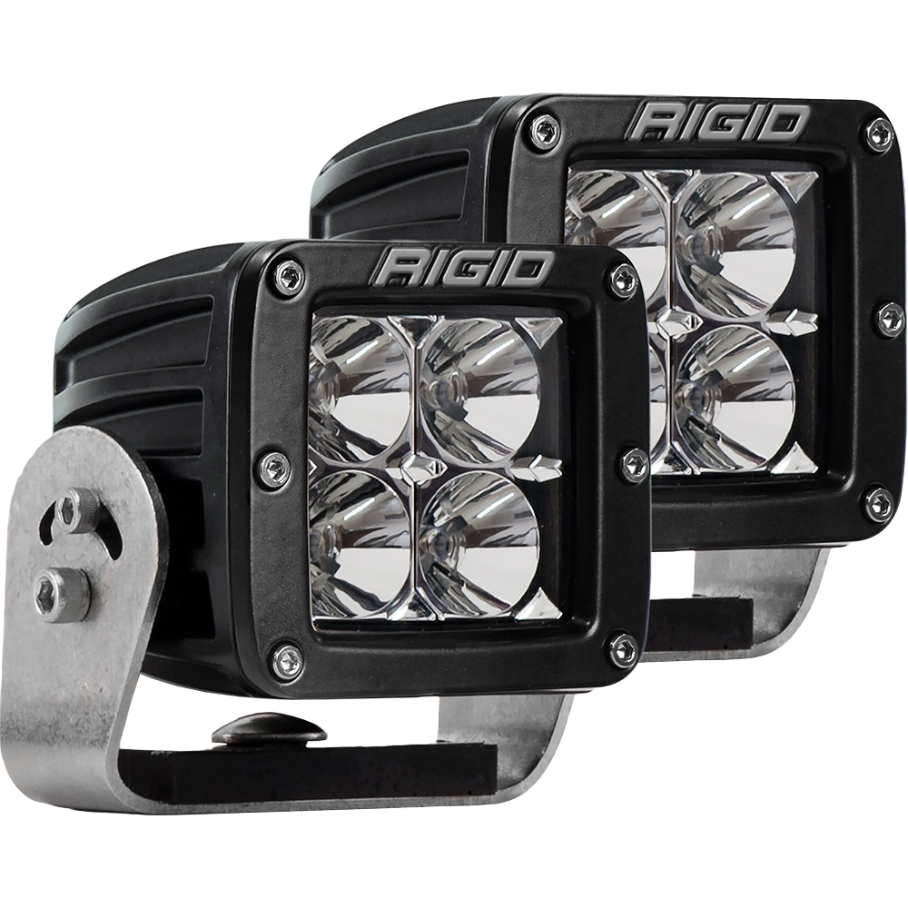 RIGID D-Series PRO LED Light, Flood Optic, Heavy Duty, Black Housing | Pair
