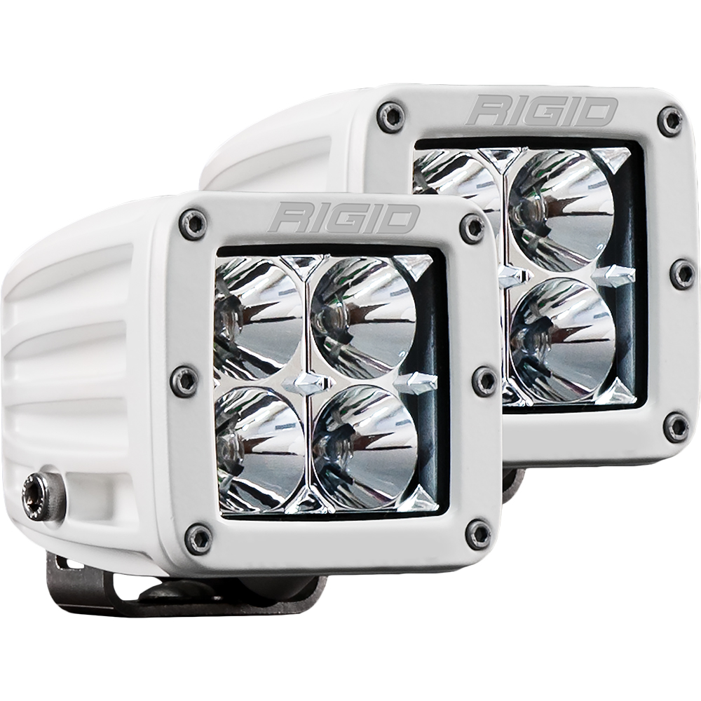RIGID D-Series PRO LED Light, Flood Optic, Surface Mount, White Housing | Pair