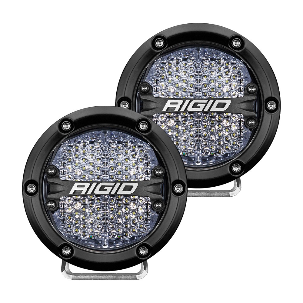 RIGID 360-Series 4 Inch Off-Road LED Light, Diffused Lens, White Backlight |Pair