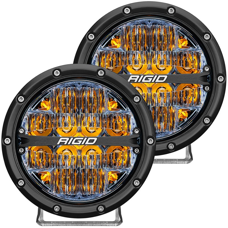 RIGID 360-Series 6 Inch Off-Road LED Light, Drive Beam, Amber Backlight | Pair