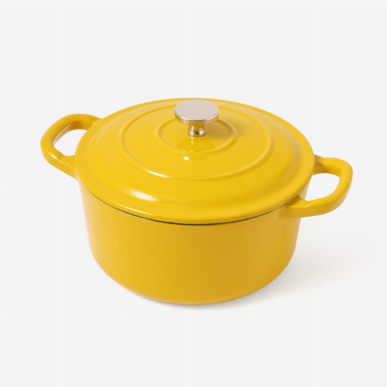RJ Legend 1.4 Liter Mustard Yellow Cast Iron Pot, Enameled Pot with Handles