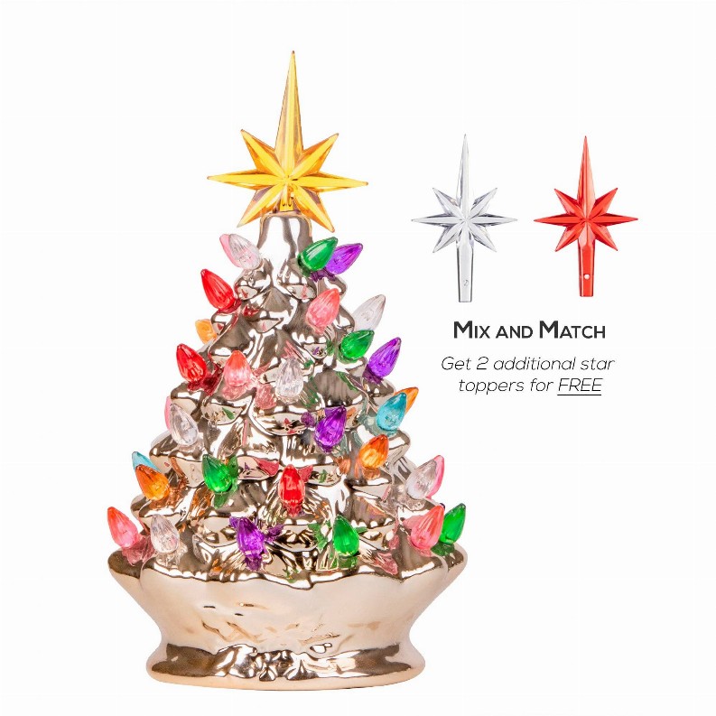 RJ Legend Ceramic Mini Decorated Christmas Tree for Home