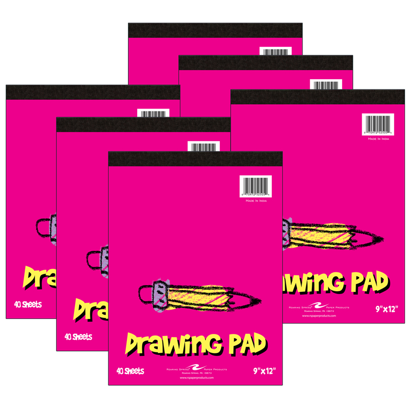 Kid's Drawing Pad, 9" x 12", 40 Sheets, Pack of 6