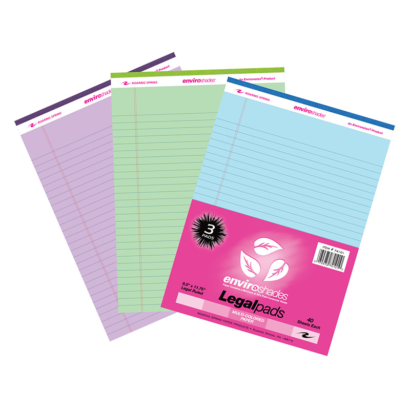 Enviroshades Legal Pad, Standard, Assorted 3-Pack (Orchid, Blue, and Green)