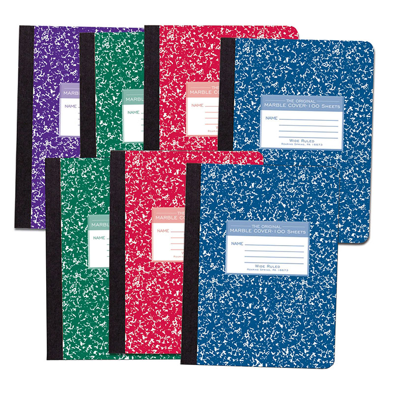 Marble Composition Book, Assorted Colors, Pack of 6