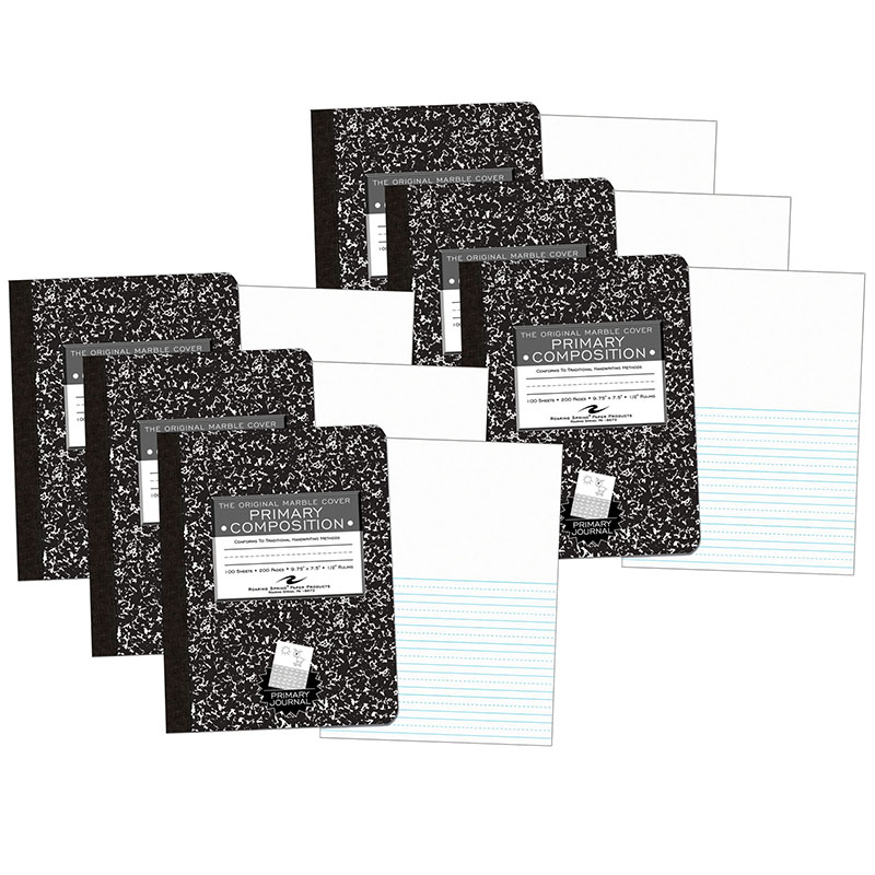 Marble Composition Book, Picture Story Ruled, Pack of 6