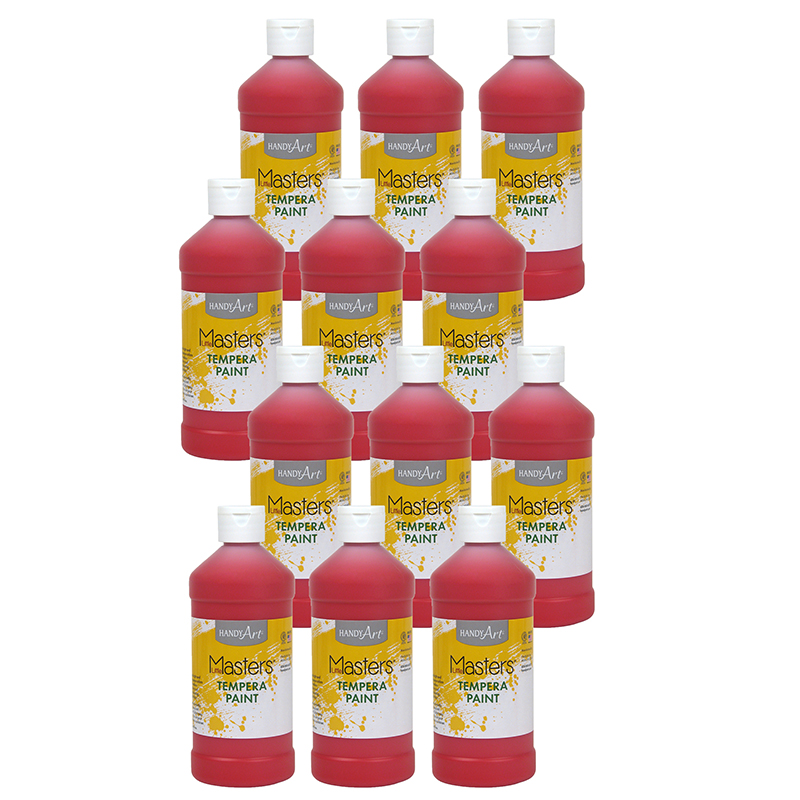 Little Masters Tempera Paint, Red, 16 oz., Pack of 12