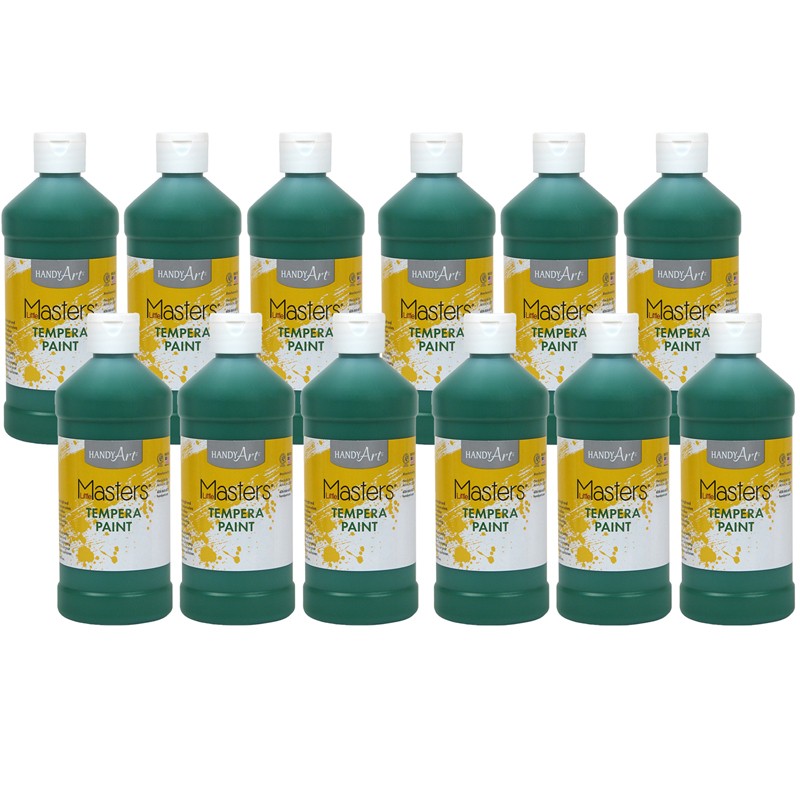 Little Masters Tempera Paint, Green, 16 oz., Pack of 12