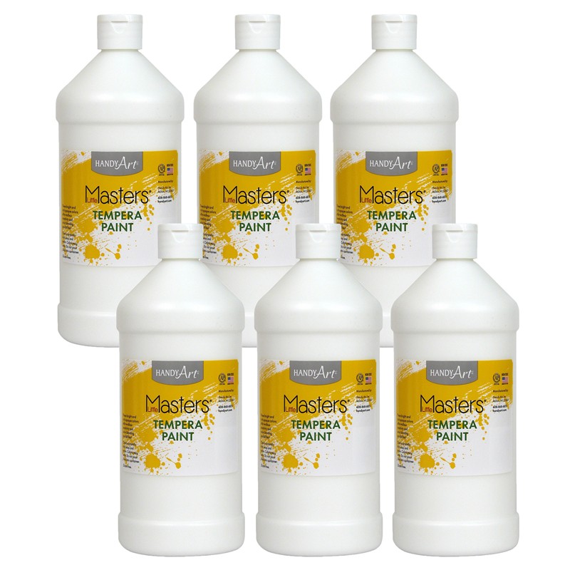Little Masters Tempera Paint, White, 32 oz., Pack of 6