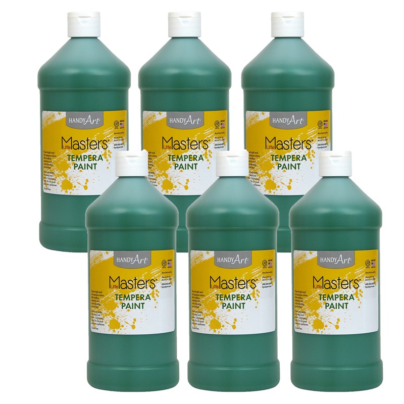 Little Masters Tempera Paint, Green, 32 oz., Pack of 6