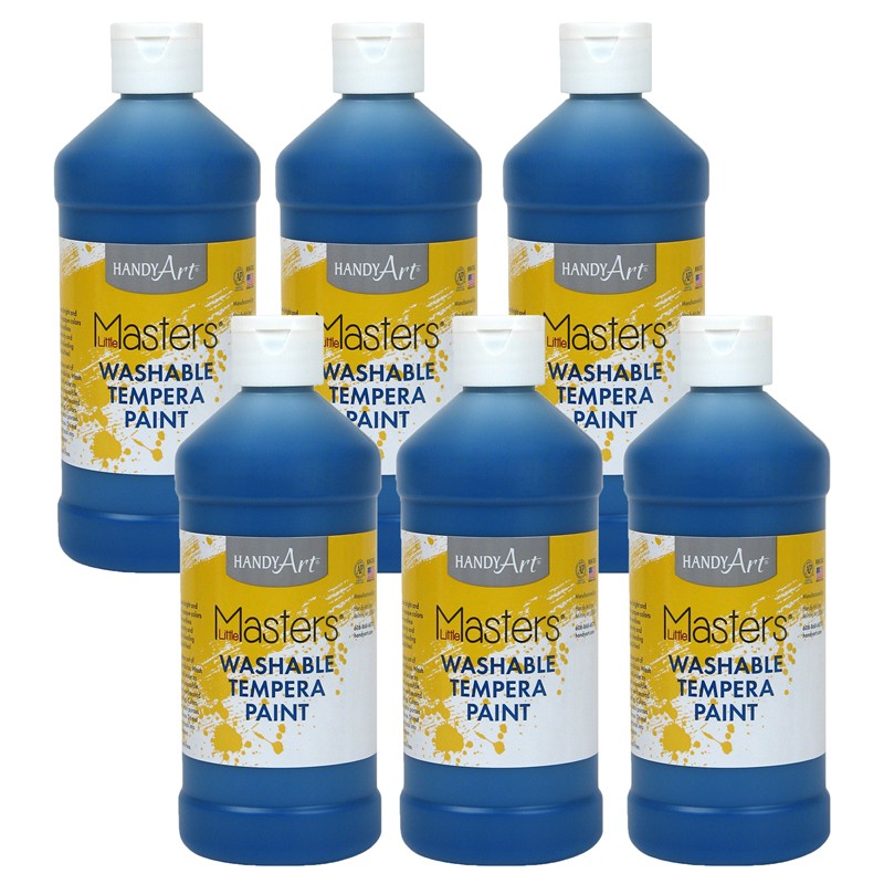 Little Masters Washable Tempera Paint, Blue, 16 oz., Pack of 6