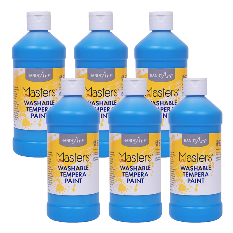 Little Masters Washable Tempera Paint, Light Blue, 16 oz., Pack of 6