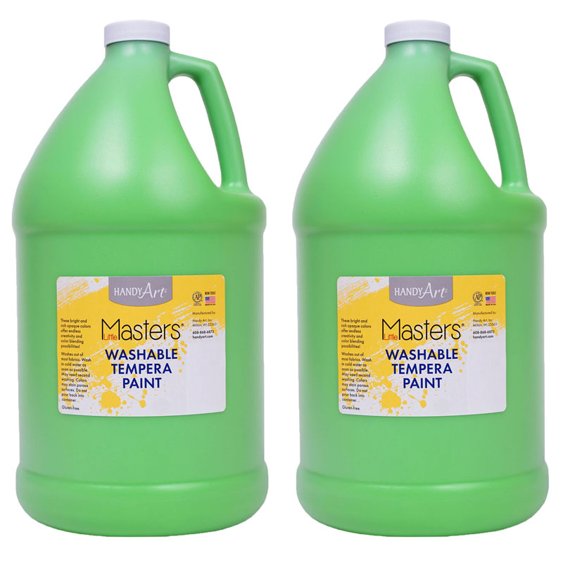 Little Masters Washable Tempera Paint, Light Green, Gallon, Pack of 2
