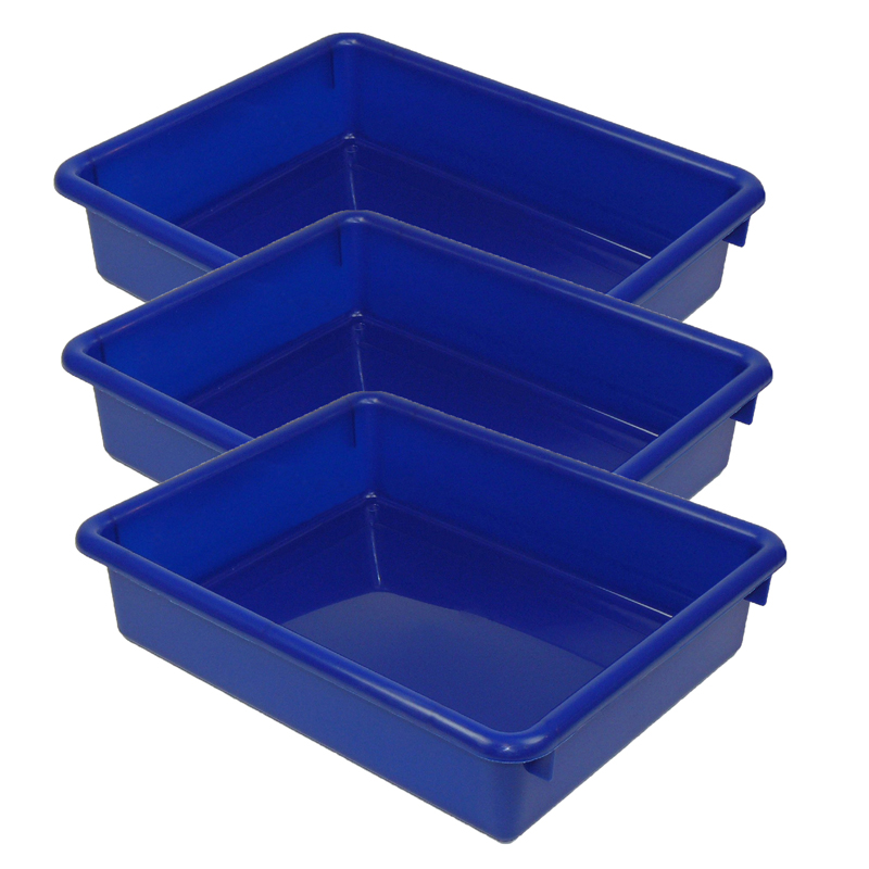 Stowaway 3" Letter Tray no Lid, Blue, Pack of 3
