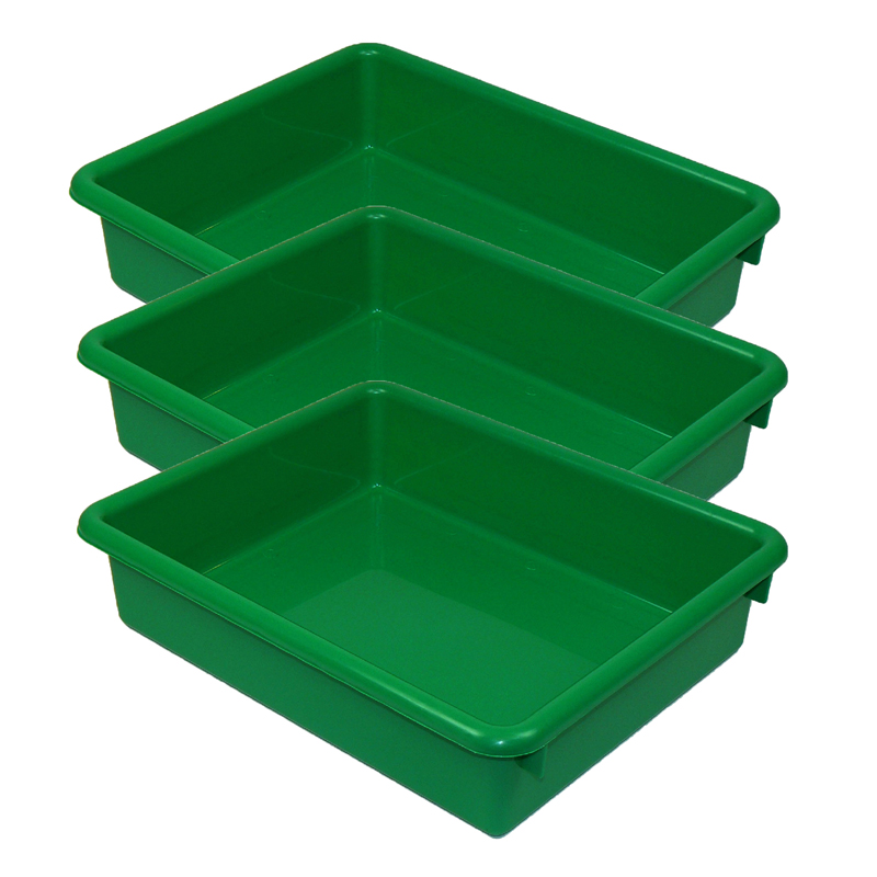 Stowaway 3" Letter Tray no Lid, Green, Pack of 3