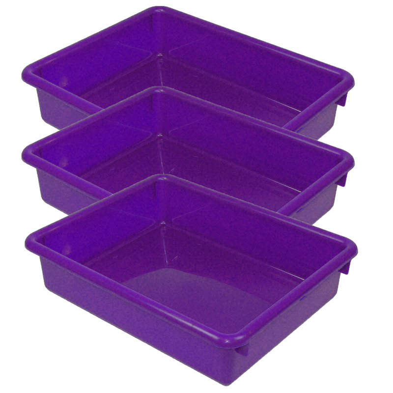 Stowaway 3" Letter Tray no Lid, Purple, Pack of 3