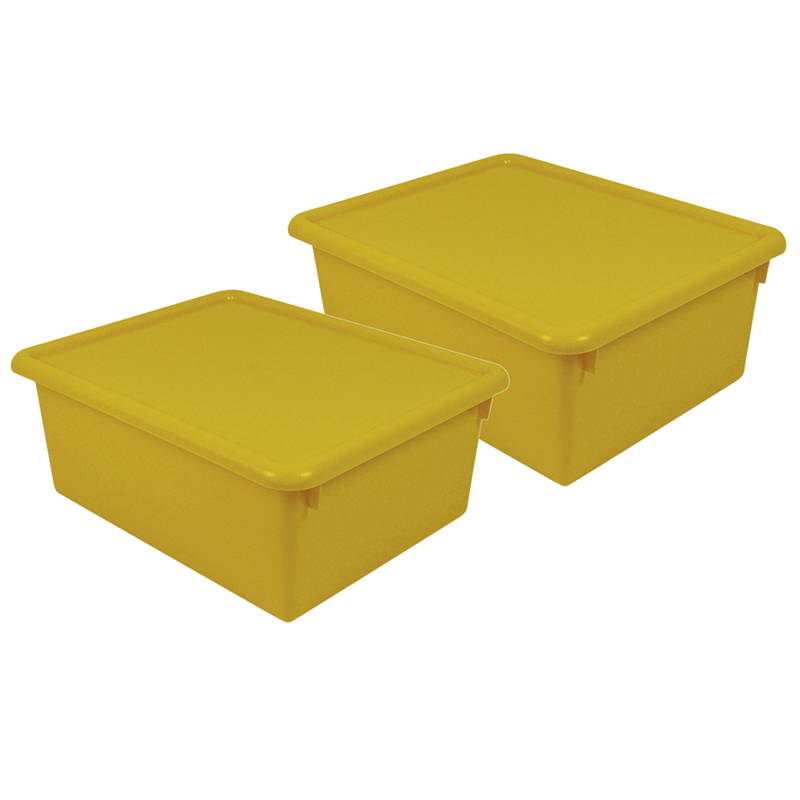 Stowaway 5" Letter Box with Lid, Yellow, Pack of 2