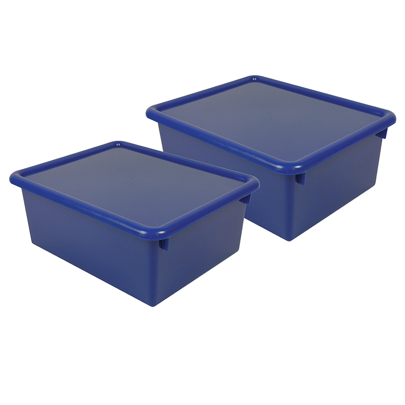 Stowaway 5" Letter Box with Lid, Blue, Pack of 2