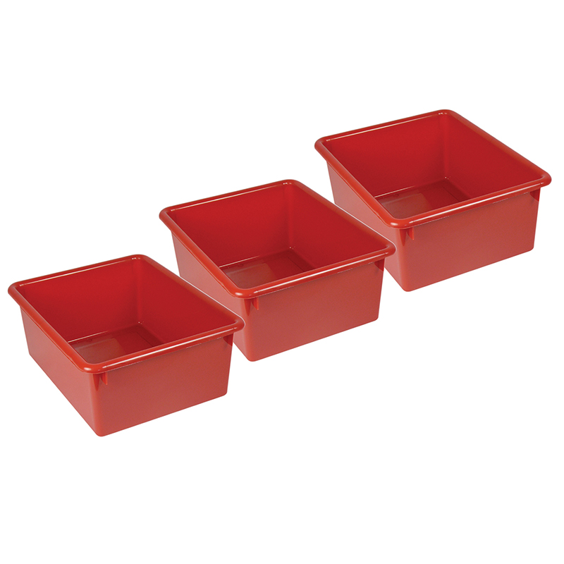 Stowaway 5" Letter Box no Lid, Red, Pack of 3