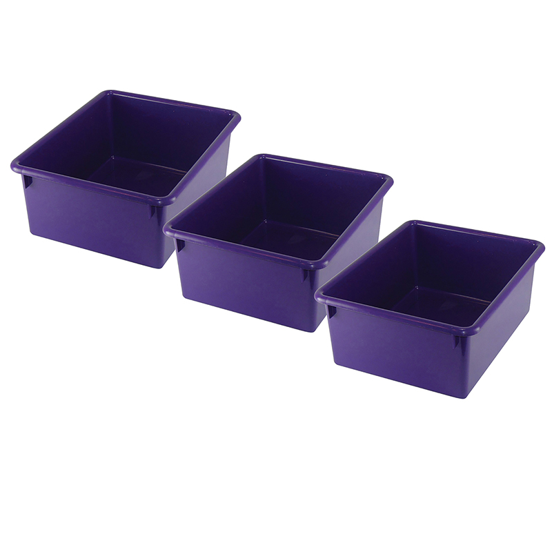 Stowaway 5" Letter Box no Lid, Purple, Pack of 3
