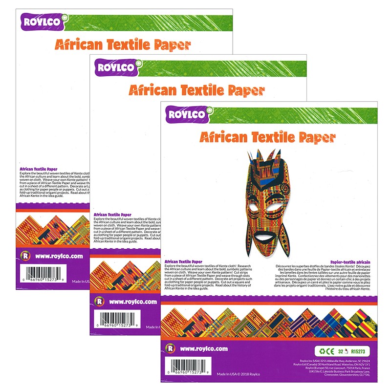 African Textile Paper, 8-1/2" x 11", 32 Sheets Per Pack, 3 Packs