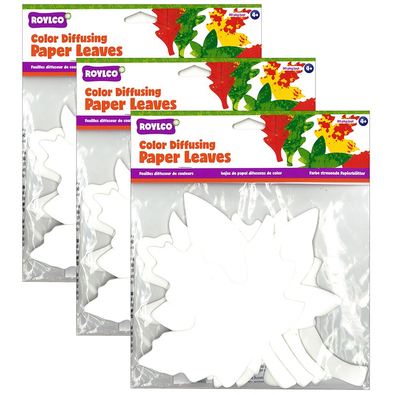 Color Diffusing Paper Leaves, 80 Per Pack, 3 Packs