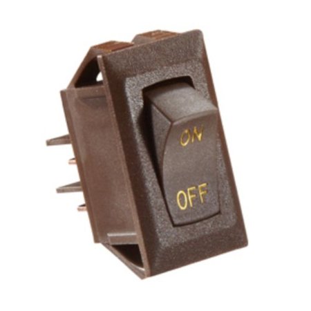 Brown Rocker Switch W/Gold Text, 10 A, On/Off - Spst - Cut-Out .550In X 1.125In