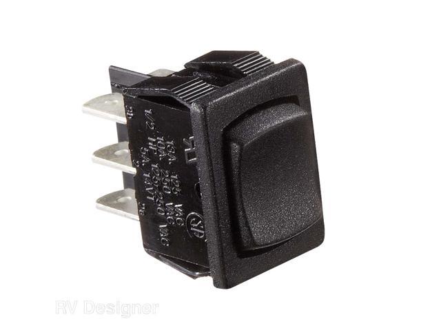 Black Rocker Switch, 5 A, On/Off/On - Dpdt - Cut-Out .508In X .756In