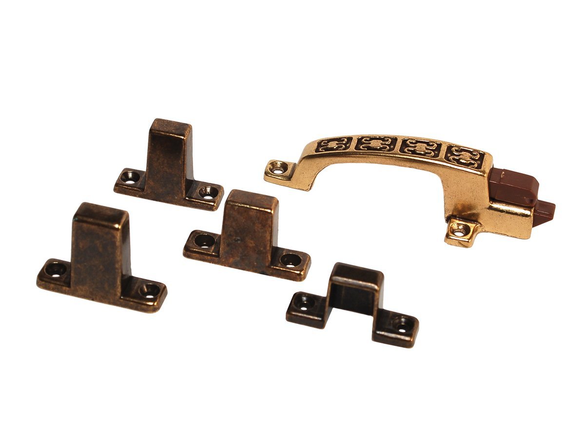POSITIVE LATCH WITH 4 STRIKES TO FIT MOST DOORS  HEIROGLYPHIC DESIGN  BRONZE