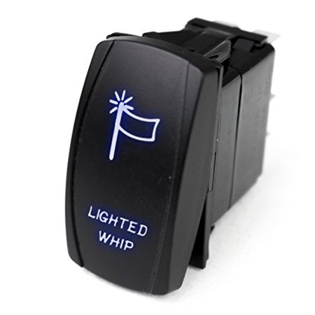LED ROCKER SWITCH WITH BLUE LED RADIANCE  LIGHTED WHIP