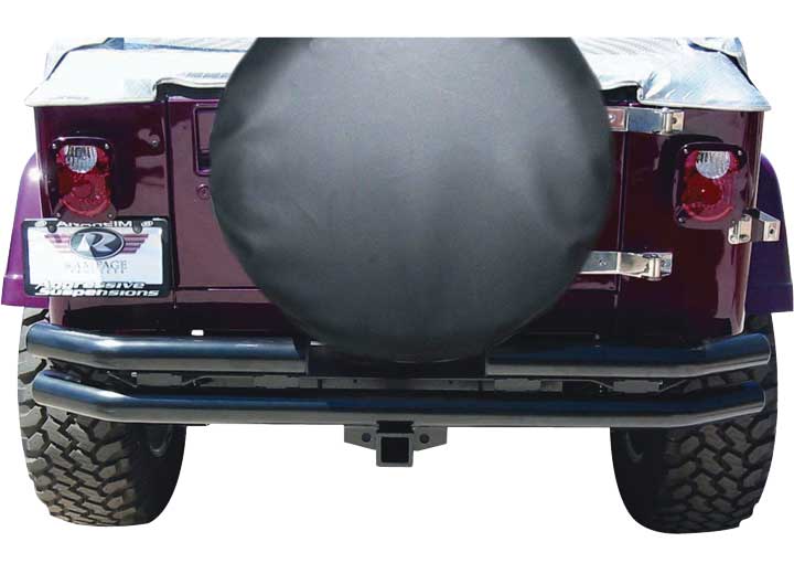76-05 WRANGLER BLACK REAR DOUBLE TUBE W/HITCH W/CUTOUT FOR SPARE TIRE