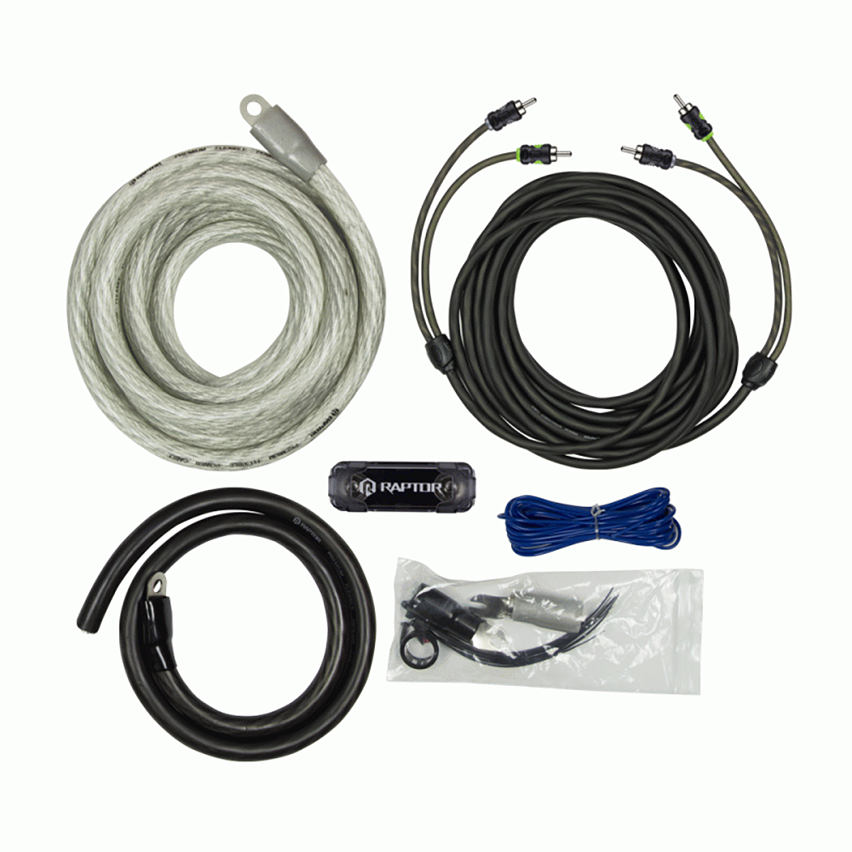 Raptor 1/0 Awg OFC Amp Kit 3800W With Rca Cable